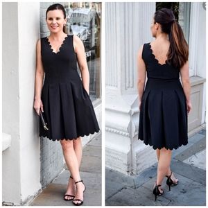 Banana Republic Scallop Black Dress Sz 16